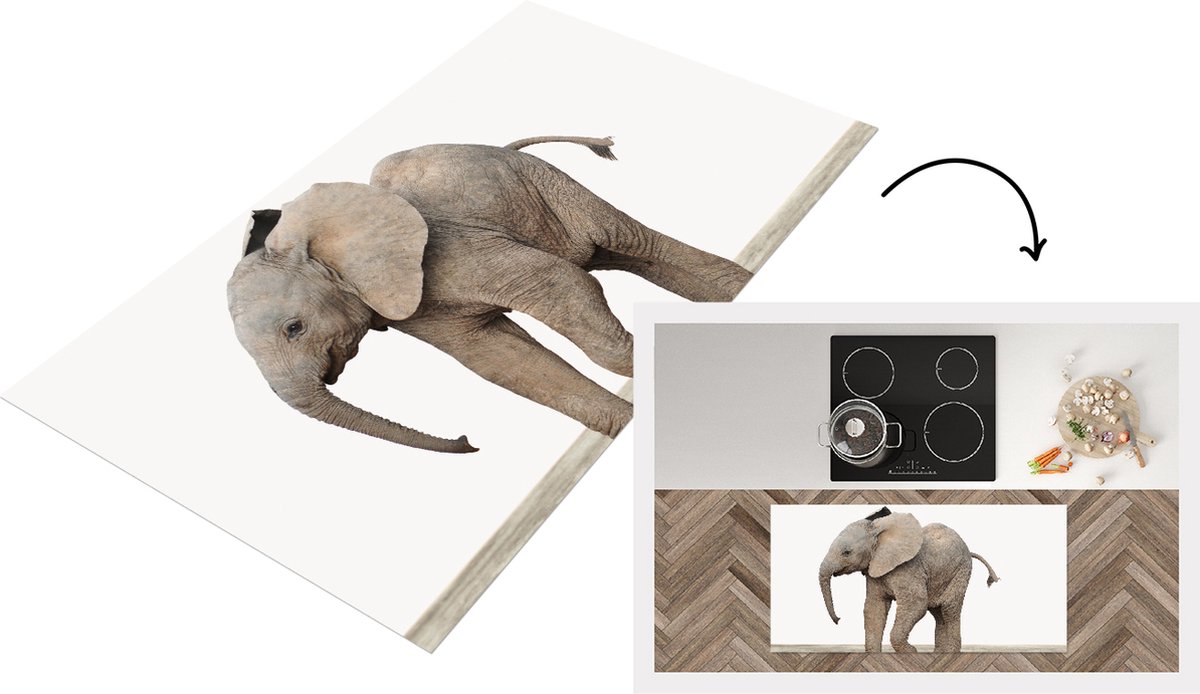 KitchenYeah Keukenloper - Loper keuken - Babykamer - Baby Olifant - Olifantenjong - Kinderkamer - Meisjeskamer - Jongenskamer - 120x60 cm - Keukenloper vinyl Multicolor