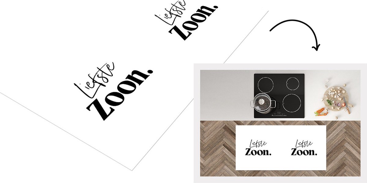 KitchenYeah Keukenloper - Loper keuken - Zoon - Spreuken - Liefste Zoon - Zwart - Wit - Quotes - Kind - 120x60 cm - Keukenloper vinyl Multicolor