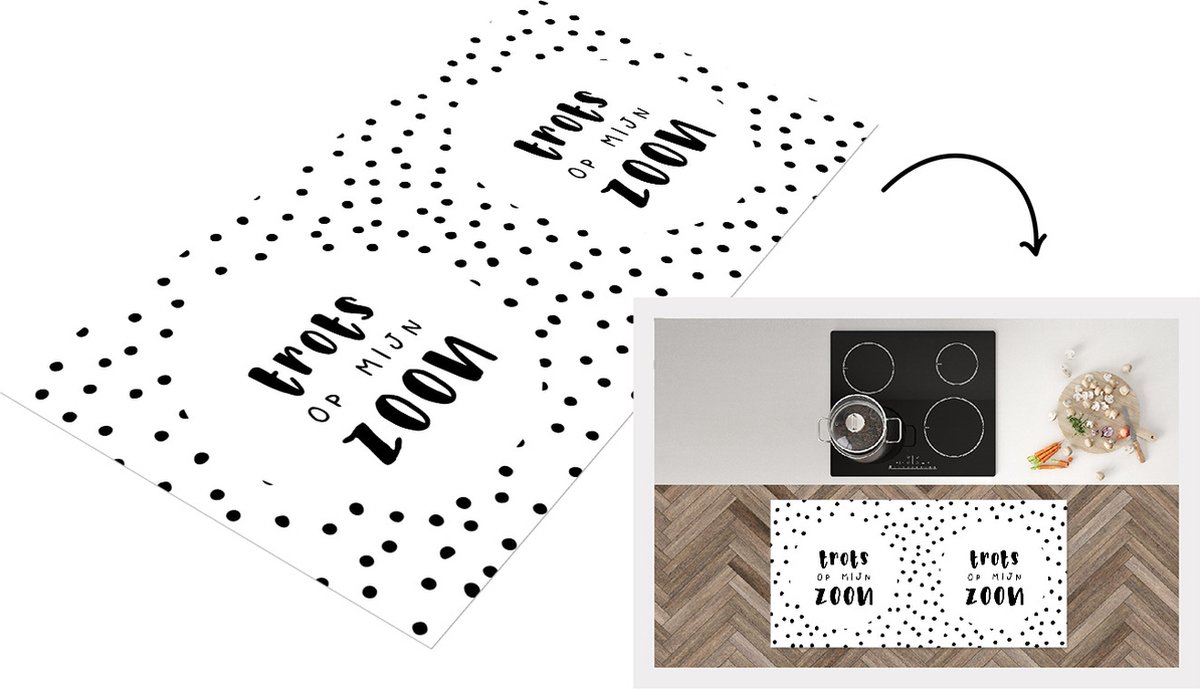 KitchenYeah Keukenloper - Loper keuken - Trots - Zoon - Spreuken - Trots op mijn zoon - Quotes - Cadeau - 120x60 cm - Keukenloper vinyl Multicolor