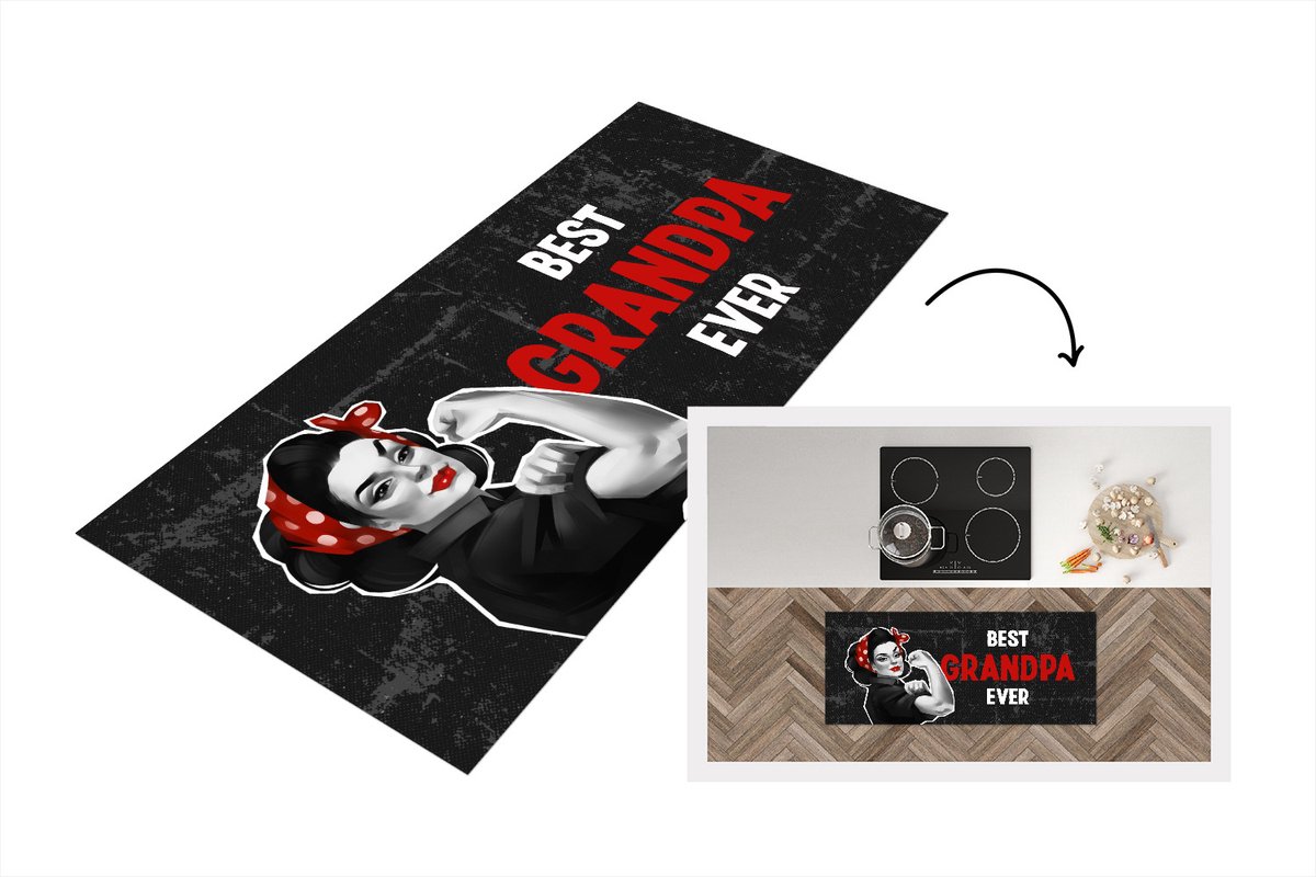 KitchenYeah Keukenloper - Loper keuken - Best grandpa ever - Quotes - Spreuken - Opa - 120x50 cm - Keukenloper vinyl Multicolor