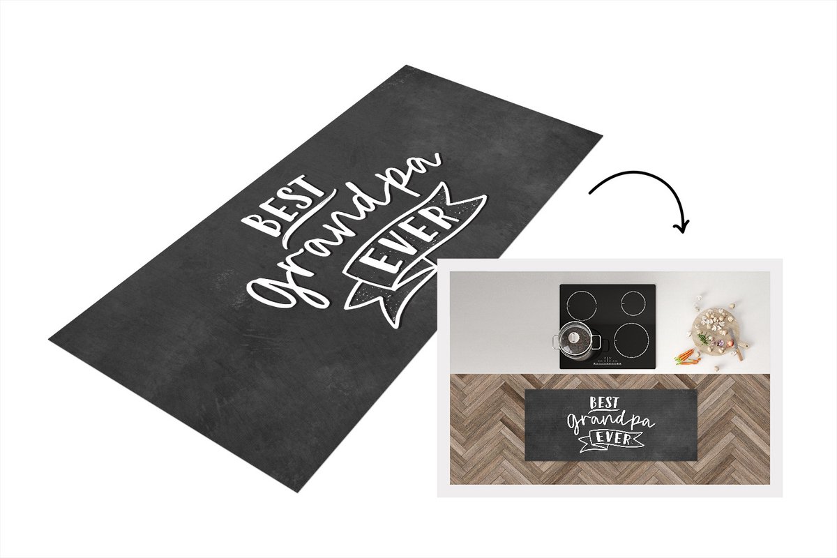 KitchenYeah Keukenloper - Loper keuken - Spreuken - Best grandpa ever - Quotes - Opa - 120x50 cm - Keukenloper vinyl Multicolor