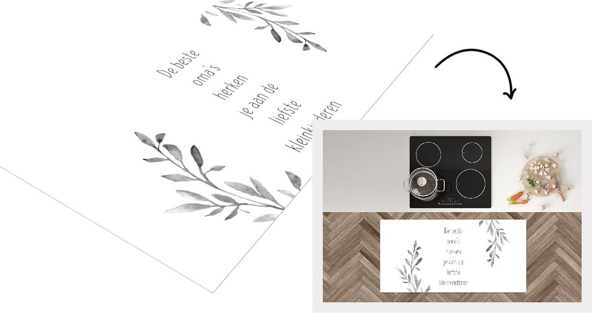 KitchenYeah Keukenloper - Loper keuken - Moederdag cadeau - Oma -kind - Grootmoeder - zwart wit - 120x60 cm - Keukenloper vinyl