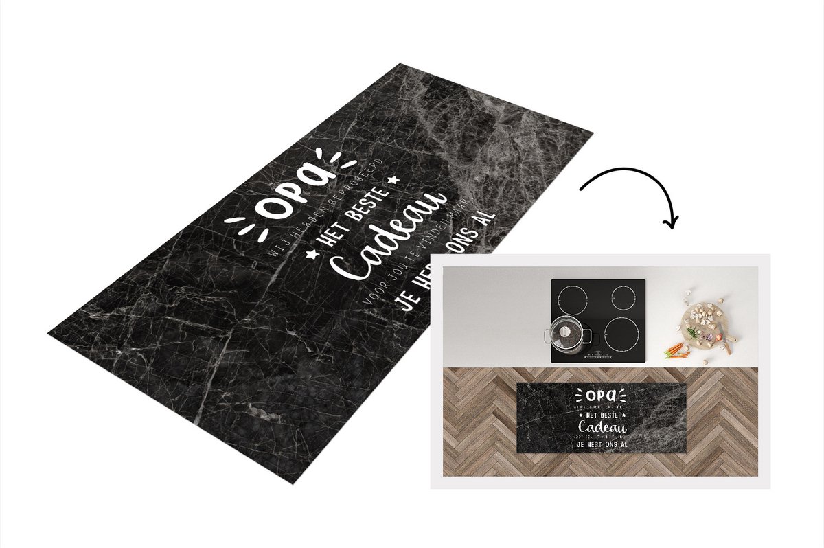 KitchenYeah Keukenloper - Loper keuken - Kado man - Quote - Opa - Spreuken - Het beste cadeau - 120x50 cm - Keukenloper vinyl Multicolor