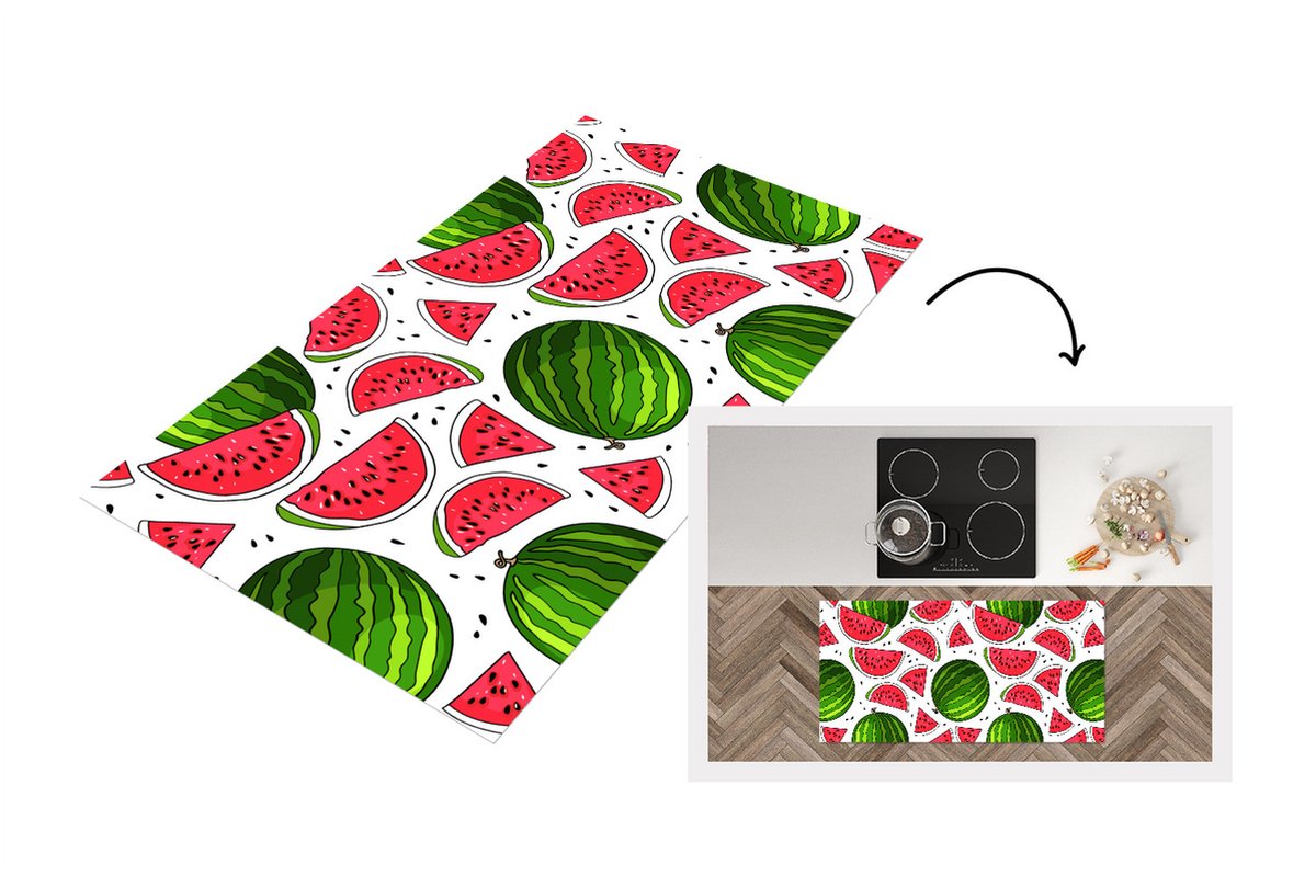 Keukenloper - Loper keuken - Patroon - Watermeloen - Pit - Fruit - 120x60 cm - Keukenloper