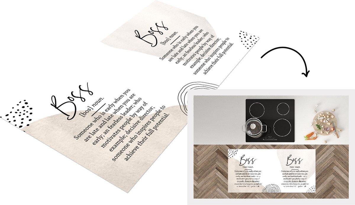 KitchenYeah Keukenloper - Loper keuken - Boss - Quotes - Spreuken - 120x60 cm - Keukenloper vinyl Multicolor