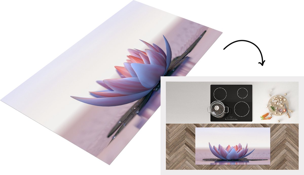 KitchenYeah Keukenloper - Loper keuken - Lotus - Bloemen - Water - Keukenloper vinyl multicolor, foto 2