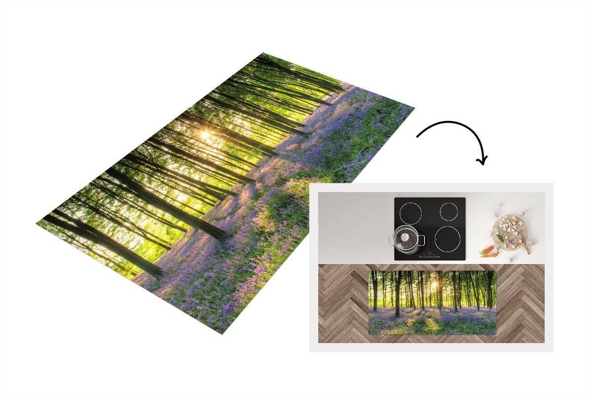 KitchenYeah Keukenloper - Loper keuken - Een bos bedekt met sterhyacinten tijdens een zonnige dag - Keukenloper vinyl multicolor, foto 2