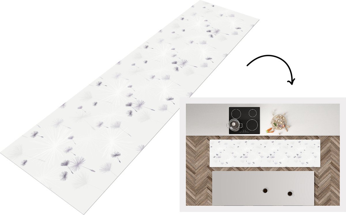 KitchenYeah Keukenloper - Loper keuken - Design - Paardenbloem - Bloemen - 200x50 cm - Keukenloper vinyl Multicolor