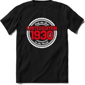 1930 Limited Edition | Feest Kado T-Shirt Heren - Dames | Wit - Rood | Perfect Verjaardag Cadeau Shirt | Grappige Spreuken - Zinnen - Teksten | Maat 3XL