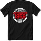 1959 Limited Edition | Feest Kado T-Shirt Heren - Dames | Wit - Rood | Perfect Verjaardag Cadeau Shirt | Grappige Spreuken - Zinnen - Teksten | Maat S