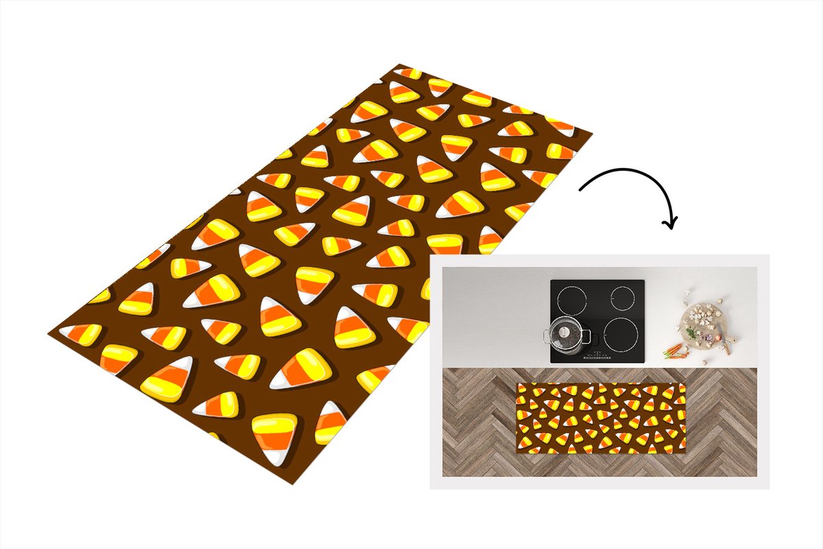 Keukenloper - Loper keuken - Eten - Patroon - Snoep - 120x50 cm - Keukenloper vinyl
