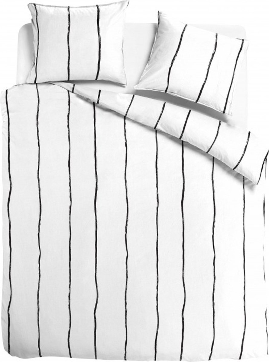 Lily stripe wit GOTS Maat: Lits-jumeaux (240 x 200/220 cm + 2 kussenslopen) (DE RODE DRAAD)