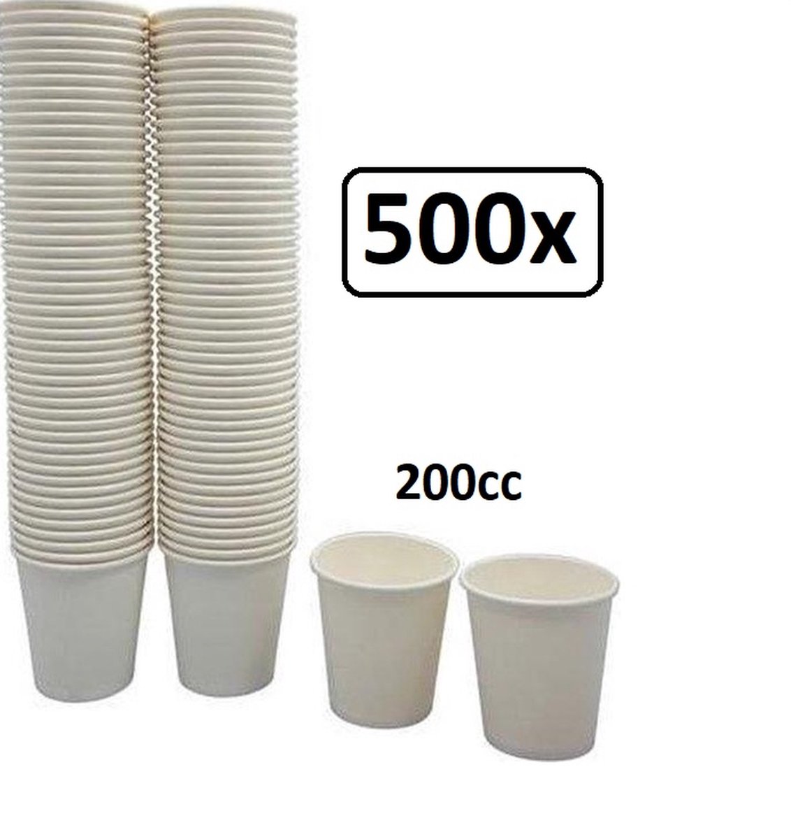 500x Hot cup-beker karton en coating 200ml wit - koffie thee soep warme drank hot festival thema feest