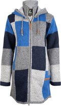 SHAKALOHA Gebreid Wollen Dames Vest van Schapenwol met Polyester Fleece voering en afneembare capuchon - W Soulpatch ZH Blue L