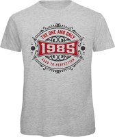 1985 The One And Only | Feest Kado T-Shirt Heren - Dames | Antraciet - Donker Rood | Perfect Verjaardag Cadeau Shirt | Grappige Spreuken - Zinnen - Teksten | Maat XXL