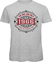 1966 The One And Only | Feest Kado T-Shirt Heren - Dames | Antraciet - Donker Rood | Perfect Verjaardag Cadeau Shirt | Grappige Spreuken - Zinnen - Teksten | Maat M