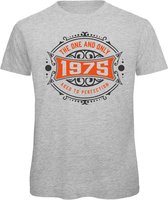 1975 The One And Only | Feest Kado T-Shirt Heren - Dames | Antraciet - Oranje | Perfect Verjaardag Cadeau Shirt | Grappige Spreuken - Zinnen - Teksten | Maat 3XL