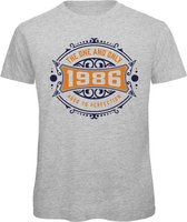 1986 The One And Only | Feest Kado T-Shirt Heren - Dames | Donker Blauw - Goud | Perfect Verjaardag Cadeau Shirt | Grappige Spreuken - Zinnen - Teksten | Maat L