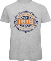 1915 The One And Only | Feest Kado T-Shirt Heren - Dames | Donker Blauw - Goud | Perfect Verjaardag Cadeau Shirt | Grappige Spreuken - Zinnen - Teksten | Maat L