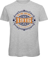 1916 The One And Only | Feest Kado T-Shirt Heren - Dames | Donker Blauw - Goud | Perfect Verjaardag Cadeau Shirt | Grappige Spreuken - Zinnen - Teksten | Maat XL