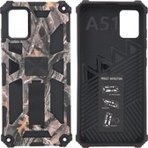 Samsung Galaxy A71 (4G) Hoesje - Rugged Extreme Backcover Takjes Camouflage met Kickstand - Grijs