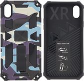 iPhone XR Hoesje - Rugged Extreme Backcover Camouflage met Kickstand – Paars
