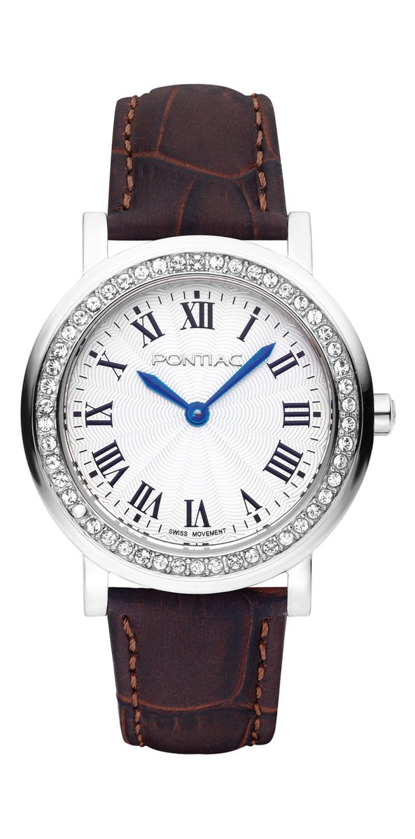 Pontiac Roman P10018 Horloge - Leer - Bruin - Ø 34 mm