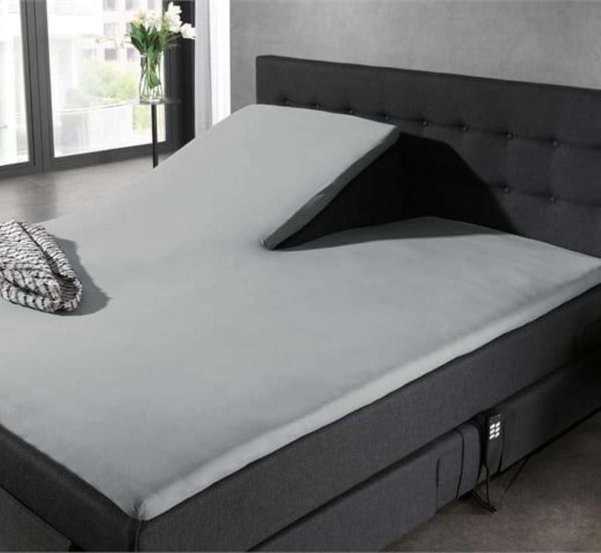 Split Topper Jersey Hoeslaken Grijs 180 x 200/220