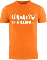 Wijntje? Ik Willem! Oranje Heren T-shirt | Koningsdag | bier
