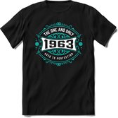 1963 The One And Only | Feest Kado T-Shirt Heren - Dames | Cobalt - Wit | Perfect Verjaardag Cadeau Shirt | Grappige Spreuken - Zinnen - Teksten | Maat S