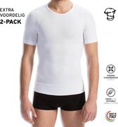 2-PACK met voordeel! Heren figuur corrigerend T-shirt  - Farmacell - Kleur wit - M - Sterke compressie rond buik, borst en rug - Shapeshirts