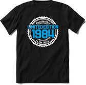 1984 Limited Edition | Feest Kado T-Shirt Heren - Dames | Wit - Blauw | Perfect Verjaardag Cadeau Shirt | Grappige Spreuken - Zinnen - Teksten | Maat S