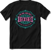 1929 The One And Only | Feest Kado T-Shirt Heren - Dames | Cobalt - Licht Roze | Perfect Verjaardag Cadeau Shirt | Grappige Spreuken - Zinnen - Teksten | Maat M