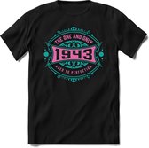 1943 The One And Only | Feest Kado T-Shirt Heren - Dames | Cobalt - Licht Roze | Perfect Verjaardag Cadeau Shirt | Grappige Spreuken - Zinnen - Teksten | Maat 3XL