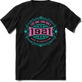 1921 The One And Only | Feest Kado T-Shirt Heren - Dames | Cobalt - Licht Roze | Perfect Verjaardag Cadeau Shirt | Grappige Spreuken - Zinnen - Teksten | Maat 3XL