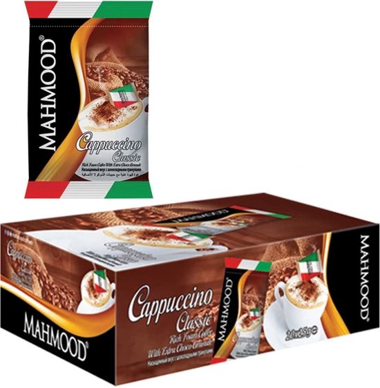 Mahmood Oplos Cappuccino Zakjes Classic 20 x 25 Gram Met Choco Granule