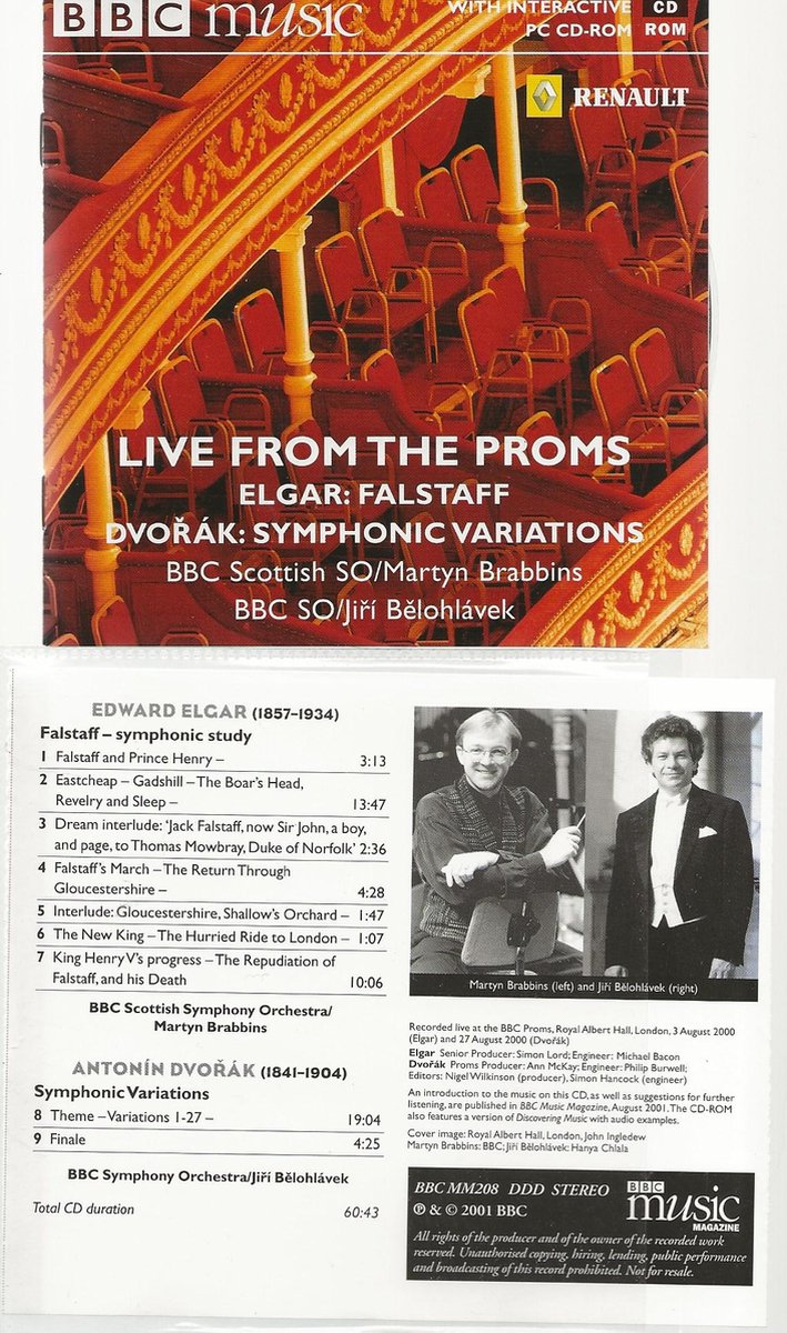 LIVE FROM THE PROMS : ELGAR + DVORAK