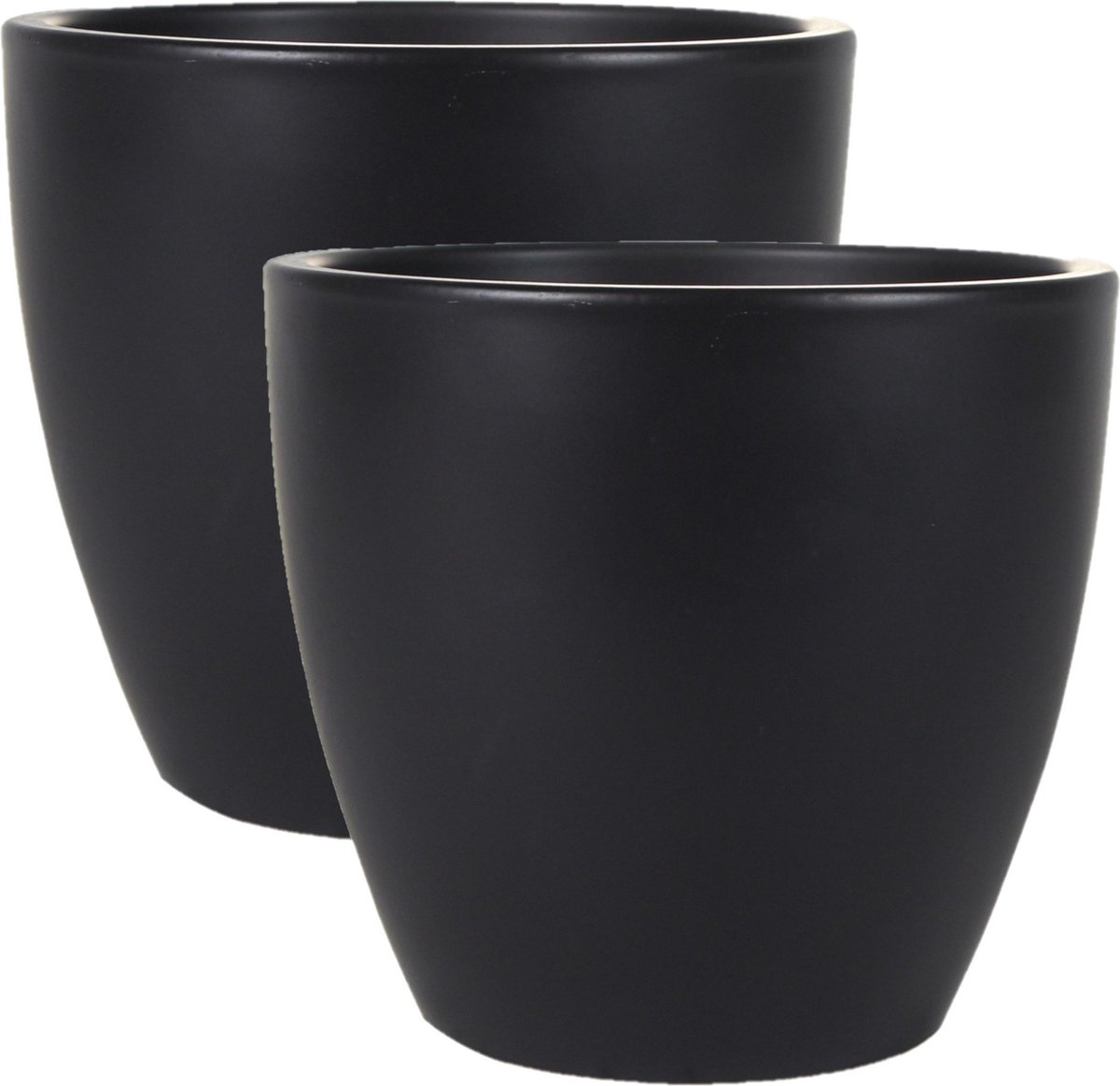 Ter Steege Bloempot - 2x stuks - zwart - glans - Scandinavisch - 24 x 22 cm - plantenpot