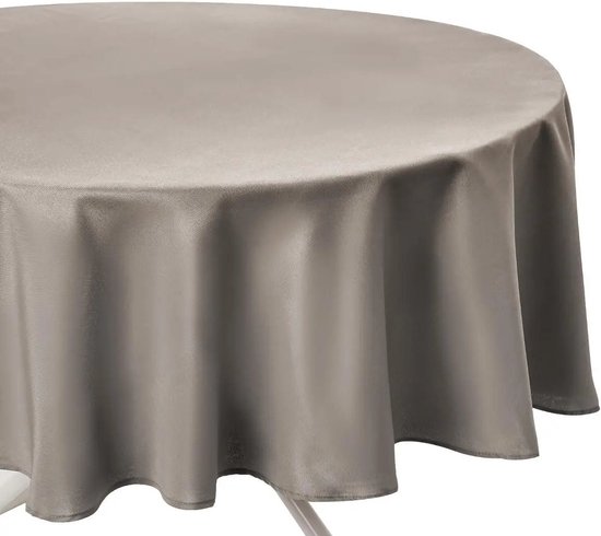 Tafelkleed van polyester rond diameter 180 cm - beige - Eettafel tafellakens
