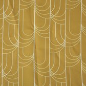 Tafelkleed van polyester rechthoekig 240 x 140 cm - oker geel met print  - Eettafel tafellakens