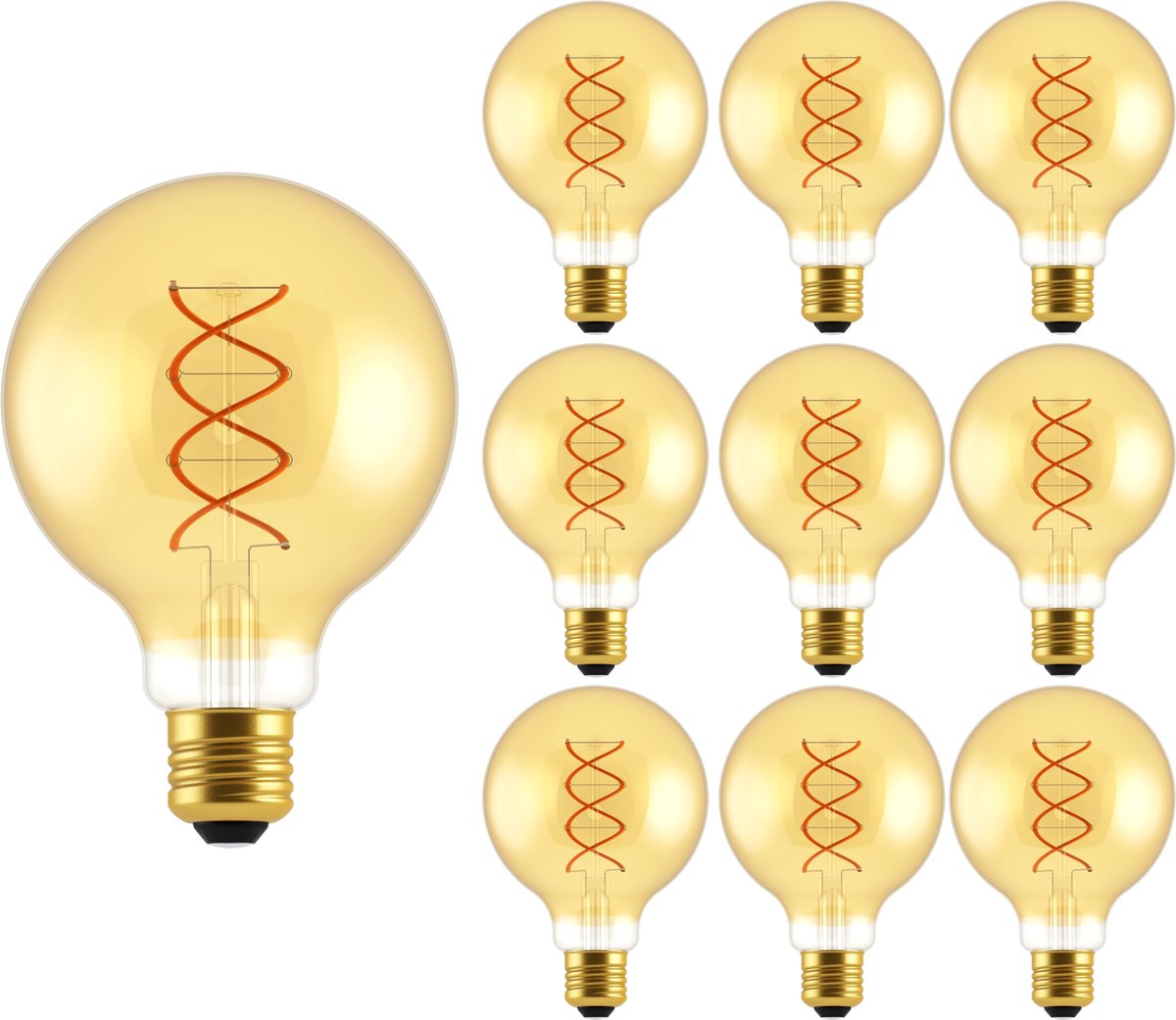 Proventa RETRO LED Lampen E27 voor buiten & binnen - G95 Globe - Warm wit - 250 lm - 10 stuks - Filament lamp