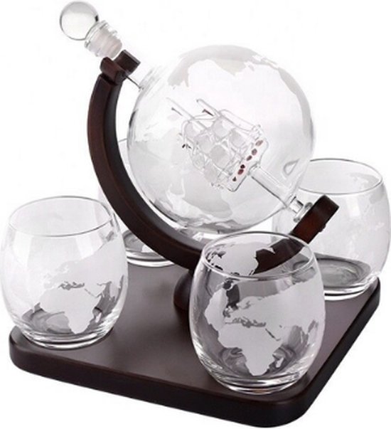 Garden Mile Whisky Karaf Set - 700ml Globe Karaf Whisky Gift Garden Mile Whisky Karaf Set - 700ml Globe Karaf Whisky Gift