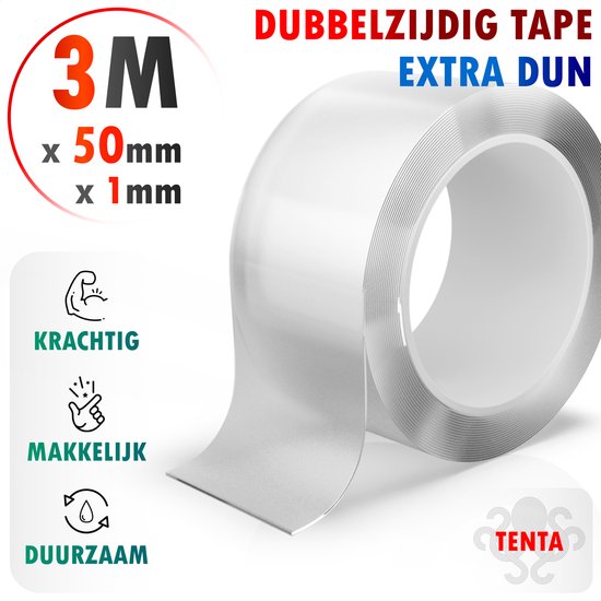 TENTA® Dubbelzijdig Tape Extra Dun - 3m x 50mm x 1mm