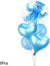 Babyshower Ballonnen Jongen - 5 x Ballon Babyshower Boy - Babyblauw - Ballonnenset - Newborn Ballonnen - Babyballonnen - Kinderfeest - Newborn baby - Blauwe ballonnen - Ballon Blauw - Babysho