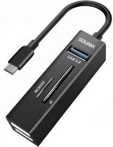 Sounix USB C HUB - 5 in 1 - USB Splitter met SD Kaartlezer- USB 3.0 - TF/SD - Zwart