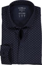 MARVELIS jersey modern fit overhemd - donkerblauw met wit gestipt tricot - Strijkvriendelijk - Boordmaat: 44