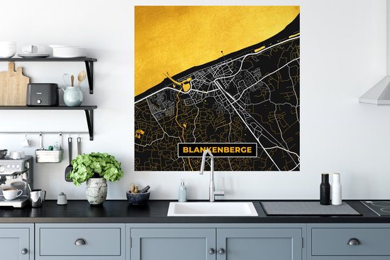 Stickers muraux - Plan de la ville - Or - Blankenberge - Carte - Carte - 100x100 cm - Feuille adhésive XXL
