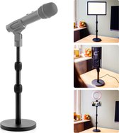 MOJOGEAR DS2 Microfoon Tafelstatief - Uitschuifbaar tot 40 cm - Standaard voor videolamp, camera, telefoonhouder, webcam - Ronde voet met anti-slip - Zwart