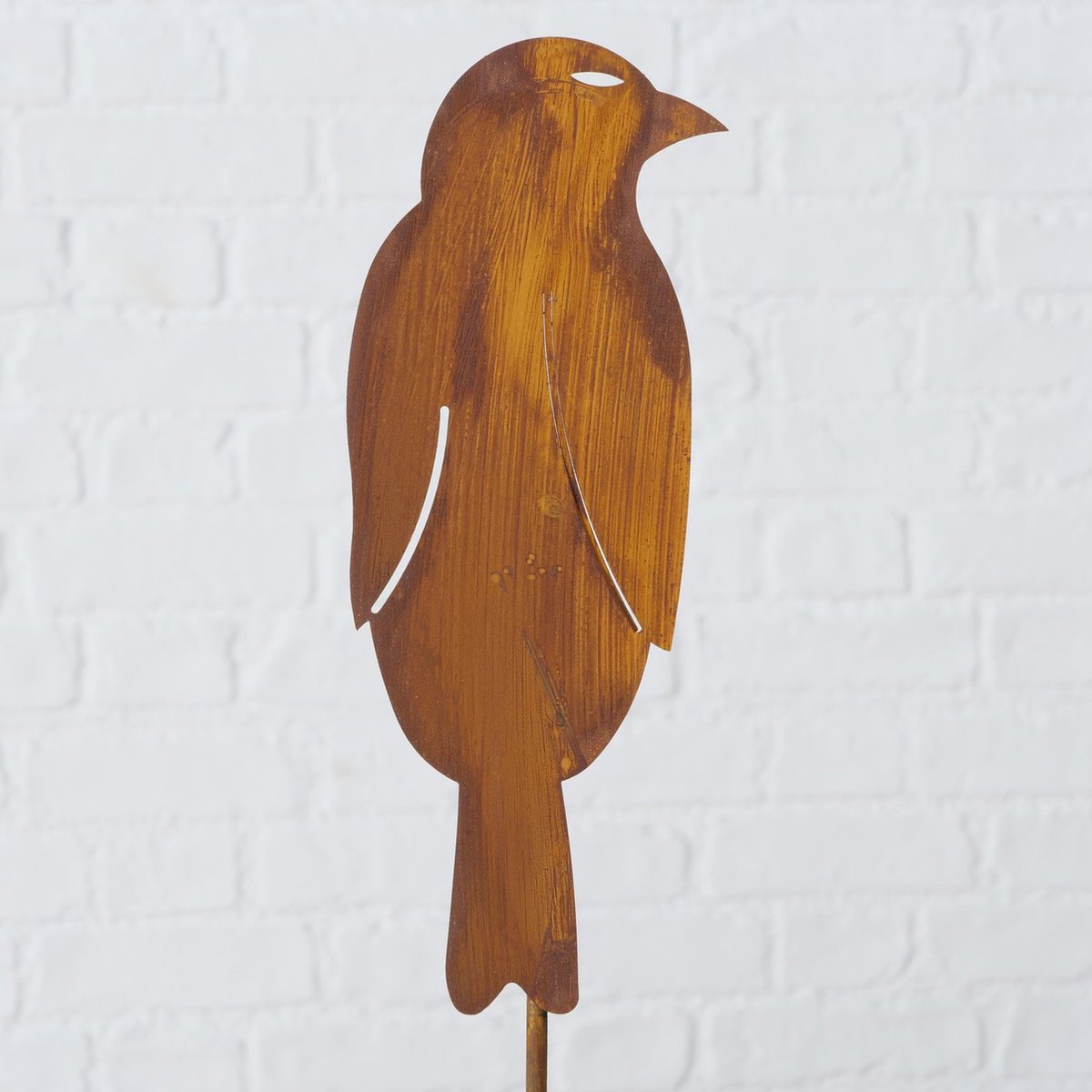 Tuinbeeld - Gazonsteker Tuinsteker Merel vogel tuindecoratie Ecoroest - metaal h44 cm