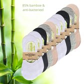 green-goose® Bamboe Dames Footies | 10 Paar | Dames | Maat 35 - 42 | Beige | Beige | Zwart | Wit | Grijs | Duurzaam en Comfortabel | 85% Bamboe
